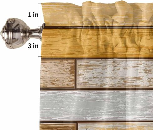 Farmhouse Grey Brown Valances for Windows, Rustic Kitchen Curtains Window Treatment Country Decor, Vintage Wooden Rod Pocket Short Window Valances for Living Room/Bedroom, 54" x 18" in Saudi Arabia