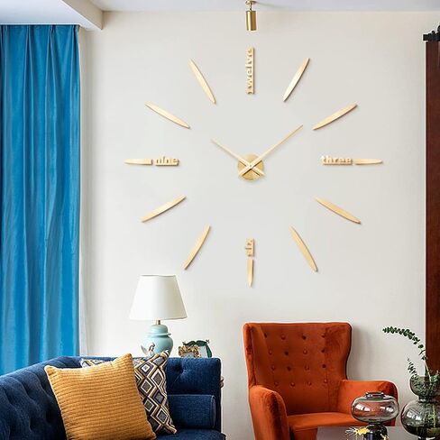 DIY Wall Clock, 3D Mirror Stickers Large Frameless Wall Clock Modern Design Watches Hours for Home Living Room Bedroom Office Decoration Gifts-Silver 012 in Saudi Arabia