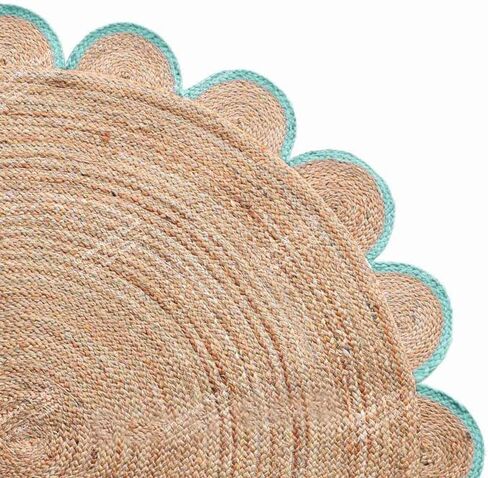 4x4, 5x5, 6x6,feet Natural Jute Scallop Round Rug, Floor Scalloped Edge Rug Braided Boho Eco Large Circular Handmade Area Rugs in Saudi Arabia