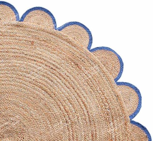 4x4, 5x5, 6x6,feet Natural Jute Scallop Round Rug, Floor Scalloped Edge Rug Braided Boho Eco Large Circular Handmade Area Rugs in Saudi Arabia