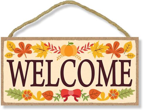 Honey Dew Gifts, Hello Fall, Leopard Print Autumn and Fall Signs Decor, Decorative Animal Prints Wood Hanging Thanksgiving Sign, 5 Inch by 10 Inch, 76340 in Saudi Arabia