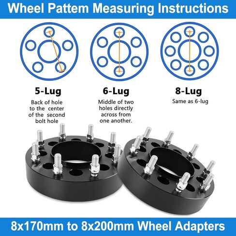 YIZBAP 2PCS 8x6.5 to 8x170 Wheel Adapters for 1999-2010 Silverado Sierra 2500 3500 HD 2014-2023 RAM 2500 3500, 1.5 inch 8x165.1mm to 8x170mm Wheel Adapters 126.15mm Hub Bore with 14x1.5 Thread Pitch. in Kuwait