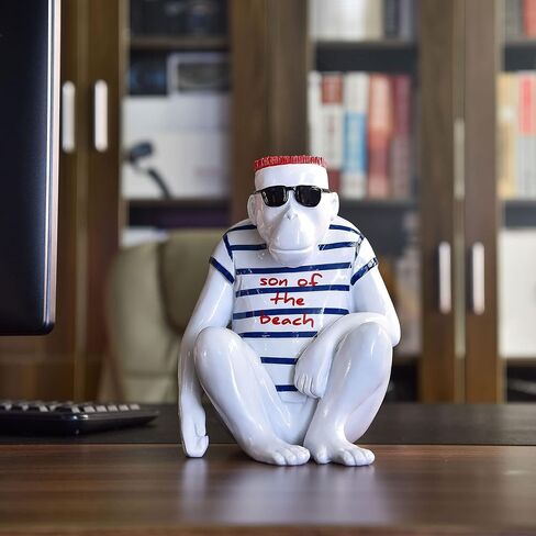 تمثال مكتب تذكاري رائع لطريق غوريلا 66 من روك آند رول بار ديكور المنزل والمكتب تمثال بوليريسين (أسود) in Kuwait