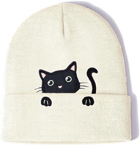 Cat Beanie for Cute Cat Lover Gifts Animal Knitted Hats Anime Hat for Women Girls in Saudi Arabia