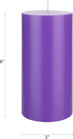 Mega Candles 1 pc Unscented Purple Round Pillar Candle, Hand Poured Premium Wax Candles 3 Inch x 6 Inch, Home Décor, Wedding Receptions, Baby Showers, Birthdays, Celebrations, Party Favors & More in Saudi Arabia
