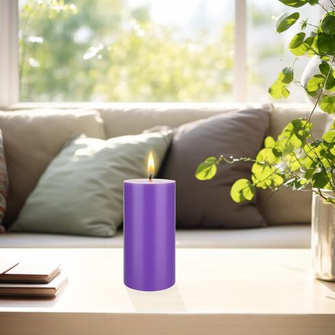 Mega Candles 1 pc Unscented Purple Round Pillar Candle, Hand Poured Premium Wax Candles 3 Inch x 6 Inch, Home Décor, Wedding Receptions, Baby Showers, Birthdays, Celebrations, Party Favors & More in Saudi Arabia