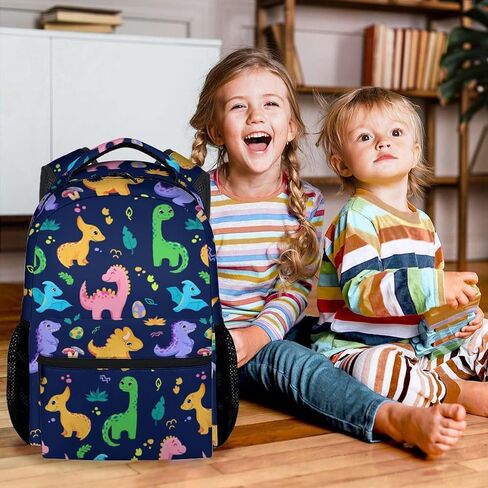 Dinosaur School Backpack for Kids - 17 Inch Colorful Backpacks for Girls 6-8 Ages - Lightweight Cartoon Bookbag for Elementary in Saudi Arabia