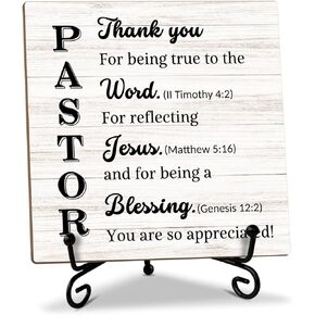 Pastor Appreciation Gift for Men Women Wood Sign with Stand Christian Thank You Gifts Religious Gifts for Pastor Minister Priest, Home Decor Desk Plaque Pastor Definition Desk Accessories -29 in Kuwait