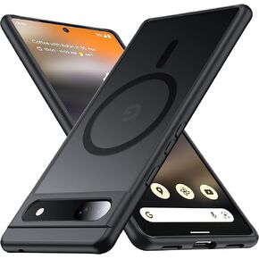 [NO.1 Magnetic for Google Pixel 6a Case with Mag-Safe [Military Grade Drop Tested][Translucent Matte][Anti-Fingerprint] Slim Hard Case Soft Silicone Bumper for Google Pixel 6a Phone Case,Black