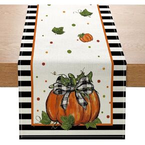 ONFAON Fall Decorations for Home, Fall Table Runner 13x72 Inch, Pumpkins Fall Maple Leaves Thanksgiving Farmhouse Decor Table Decoration for Kitchen Dinning, Indoor Outdoor Dinner Party ZQZX04
