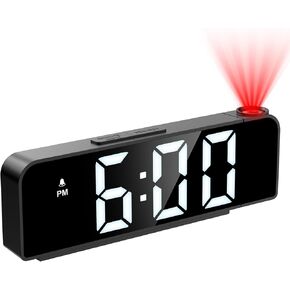 JXTZ Projection Alarm Clock, Alarm Clocks with Projection on Ceiling with 7.9" Large Display, LED Digital Clock with 4 Level Brightness, Snooze, Temperature, Clock for Bedroom Living Room, Colorful