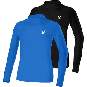 Roadbox Boys Thermal Compression Shirts - Youth Long Sleeve Athletic Undershirt Mock Neck for Football Baseball Basketball