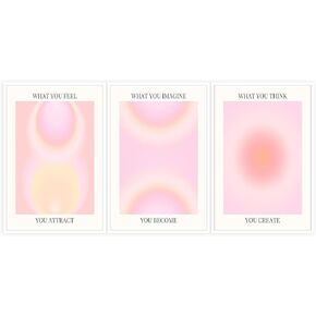 HQPCNGZ Pink Gradient Aura Angel Numbers Sticker Butterfly Self-Affirmation Posters Set Of 3 Preppy Coquette Art Retro Charming Girly Prints For Home Bedroom Dorm Wall Decor 8x10in Unframed