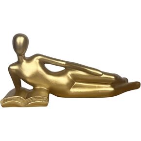 تمثال القراءة مجردة النحت الراتنج التماثيل لديكور المنزل الحديث المنزل مكتب الجرف سطح المكتب رف الكتب ديكور الفن الحديث النحت الإبداعية ديكور المنزل سطح المكتب (الذهب د)