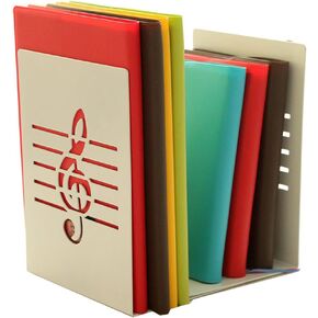 A Pair of Fashion Creative Music Note Solid Metal Book Stand Bookends for Kids Music Lover Home Office Decoration (Black)