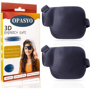 Eye Patches for Adults 2pcs Eye Patch Medical,3D Adjustable Eyepatch for Adults,Black Reusable Eye Patches for Lazy Eye Strabismus and After Surgery,Pirate Eye Patch (Right Eye)