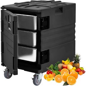 صندوق تسخين الطعام المحمول 82Qt-Hot Box، حامل صندوق الطعام Lldpe مزدوج، عجلات التحميل النهائية، سهولة النقل، عزل جيد، ختم قوي، متين، مثالي لتجمع العائلة، المقصف، المطعم، بني in Kuwait