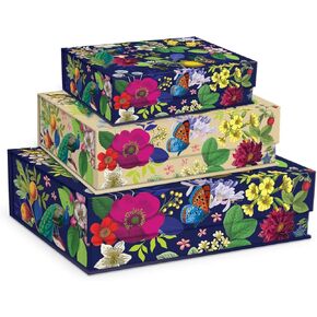 Punch Studio Cobalt Coast Palms Rectangle Flap Box Set of Three (52879N)