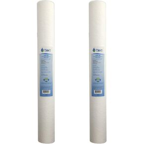 Tier1 20 Micron 20 Inch x 2.5 Inch | 3-Pack Spun Wound Polypropylene Whole House Sediment Water Filter Replacement Cartridge | Compatible with Pentek P20-20, Purtrex PX20-20, Home Water Filter