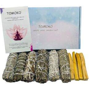 Smudge Stick Sample Kit - White Sage, Rosemary, Blue Sage, Cedar, Black Sage, Yerba Santa, 4 Palo Santo, Sweetgrass & Smudging Guide!