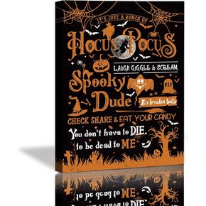 KAIRNE Halloween Decorations for Kids Wall Art,Trick or Treat Poster Inspirational Quotes Picture(12x16inch,framed) Happy Halloween Home Sign Art Prints Halloween Decor For Outdoor Indoor Room Decor
