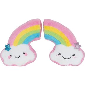 iscream Pastel Rainbow and Clouds Shaped 18" x 14.5" Furry Accent Pillow