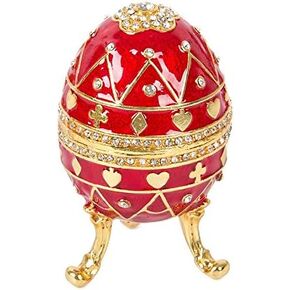 QIFU Hand Painted Easter Egg Style Decorative Hinged Jewelry Trinket Box Unique Gift for Family