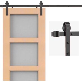 96 inch Classic Brass Sliding Barn Door Hardware Kit for Interior Door Brushed Gold