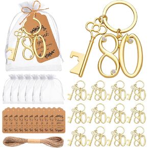 24Pcs 70th Key Bottle Openers Keychain Bulk 70th Birthday Party Favors, 70th Gold Beer Key Chain Ring Bottle Opener 70 Wedding Anniversary Return Gifts Party Decorations or Souvenirs for Guests