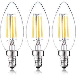 Low Voltage Bulbs 12 Volt Candelabra Base LED Bulbs, 12V Candelabra LED Light Bulb 6W (60W Equivalent) Soft White 3000K E12 Base DC 12V 24V, 6 Pack