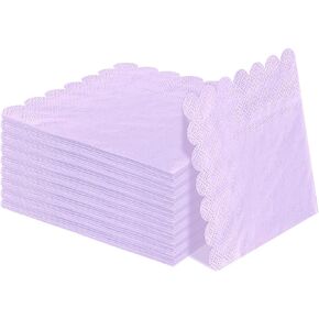 50 Pieces 3-ply Light Pink Napkins Disposable Folded 5 x 5 Inches Scalloped Cocktail Napkins Paper Napkins for Dinner Wedding Birthday Party Pink Dessert Napkins