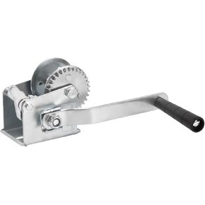 Boat Trailer Winch Hand Winch 800lbs Heavy Duty Hand Crank Winch with 16.4ft Polyester Strap, Manual Operated Ratchet ATV UTV Boat Trailer Marine