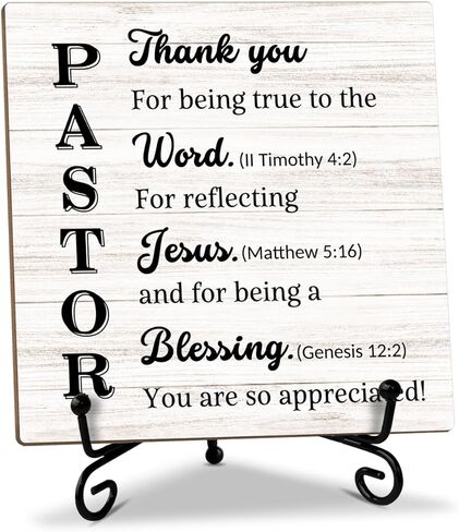 Pastor Appreciation Gift for Men Women Wood Sign with Stand Christian Thank You Gifts Religious Gifts for Pastor Minister Priest, Home Decor Desk Plaque Pastor Definition Desk Accessories -29 in Kuwait