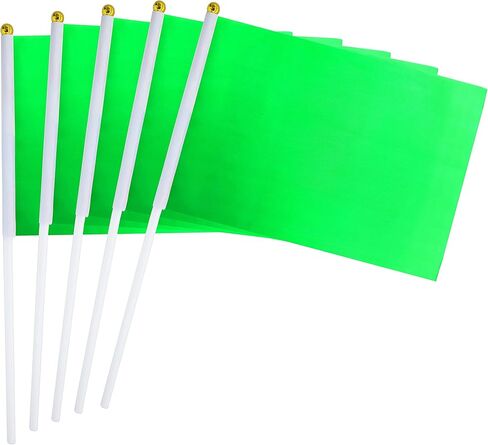 WXTWK 25 Pack Solid Green Flag Small Mini Plain Green DIY Color Flags On Stick,marking decoration supplies,Grand Opening,Kids Birthday,Party Events Celebration in Kuwait