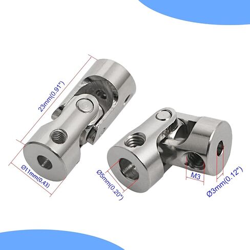 Aopin 2mm to 4mm Rotatable Universal Joint Coupling Shaft Stepper Motor, Length 23mm / 0.91", Coupler Connector with Screw for 3D Printer, RC Robot, Car Boat Shaft, DIY Encoder, CNC Machine 2 Pcs in Saudi Arabia