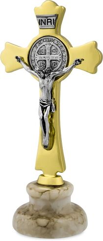 Catholic Saint Benedict Cross with Simulated Marble Stand (Carbon) in Saudi Arabia