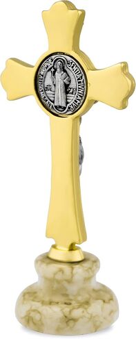 Catholic Saint Benedict Cross with Simulated Marble Stand (Carbon) in Saudi Arabia
