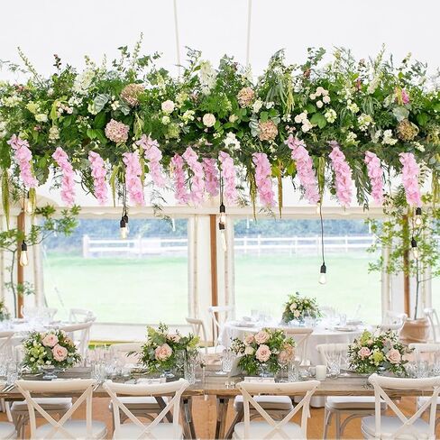 Wisteria Garland Artificial Flowers 2PCS 5.91FT/Peice Fake Wisteria Vines White Artificial Wisteria Rattan Silk Hanging Flowers for Wedding Arch Decorations Ceremony Garden Floral Decor in Saudi Arabia