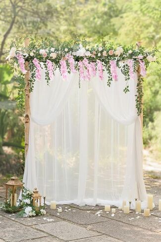 Wisteria Garland Artificial Flowers 2PCS 5.91FT/Peice Fake Wisteria Vines White Artificial Wisteria Rattan Silk Hanging Flowers for Wedding Arch Decorations Ceremony Garden Floral Decor in Saudi Arabia
