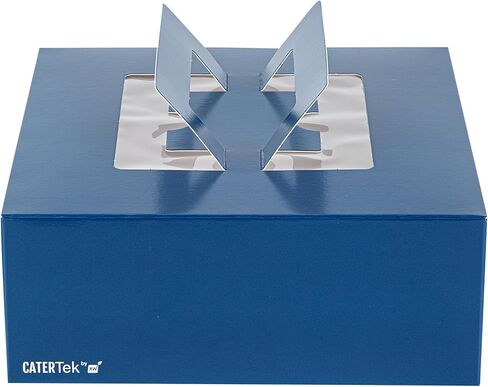 علب الكيك من Restaurantware Cater Tek مقاس 9 × 9 × 3.5 بوصة، 50 صندوق غداء للاستعمال مرة واحدة - نافذة عرض، مقابض منبثقة، صناديق معجنات ورقية باللونين الأزرق والأبيض، غير منفذة للدهون، يتم شحنها بشكل مسطح in Saudi Arabia