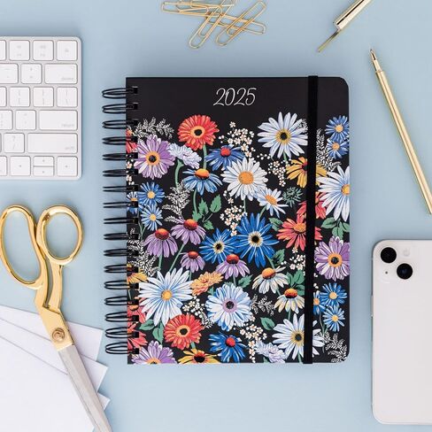 Vera Bradley 2024-2025 Large Planner Daily Weekly & Monthly, 17 Month Hardcover Agenda Dated Aug 2024-Dec 2025, Cute Planner with Stickers, Pockets, & Spiral Binding (Garden Green Leaf) in Saudi Arabia