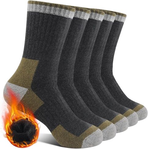 BESTENA Merino Wool Hiking Socks for Men 5 Pairs Thermal Warm Winter Thick Cushion Moisture Wicking Crew Boot Socks in Saudi Arabia