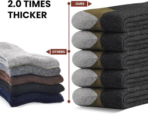 BESTENA Merino Wool Hiking Socks for Men 5 Pairs Thermal Warm Winter Thick Cushion Moisture Wicking Crew Boot Socks in Saudi Arabia