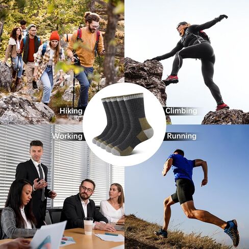 BESTENA Merino Wool Hiking Socks for Men 5 Pairs Thermal Warm Winter Thick Cushion Moisture Wicking Crew Boot Socks in Saudi Arabia