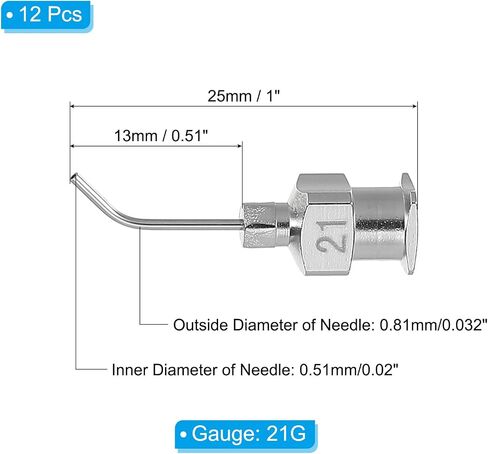PATIKIL Bent Blunt Tip Dispensing Needle 25G, 12 Pcs 0.51 Inch Stainless Steel Liquid Dispenser Bent Flow Needles with Lure Lock for Refilling Liquid Inks Adhesives Glue in Saudi Arabia