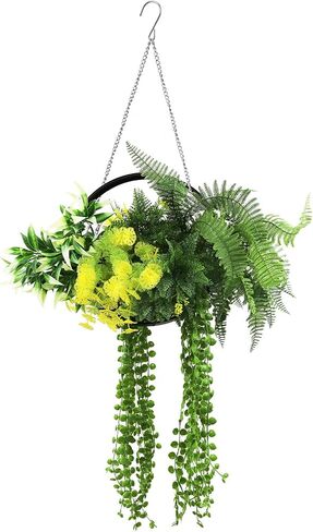 1 Pcs Hanging Artificial Plants with Rings Fake Hanging Plant Greenery for Wall Home Living Room Indoor Outdoor Decoration Blue Green in Saudi Arabia