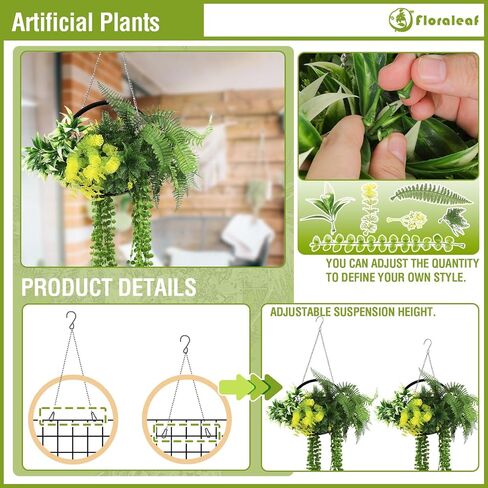 1 Pcs Hanging Artificial Plants with Rings Fake Hanging Plant Greenery for Wall Home Living Room Indoor Outdoor Decoration Blue Green in Saudi Arabia