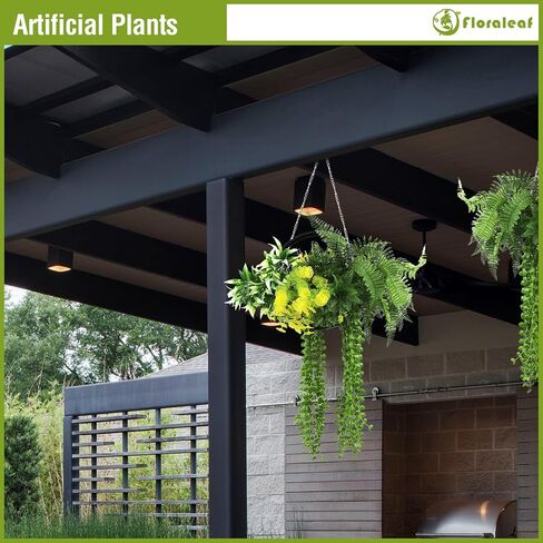 1 Pcs Hanging Artificial Plants with Rings Fake Hanging Plant Greenery for Wall Home Living Room Indoor Outdoor Decoration Blue Green in Saudi Arabia