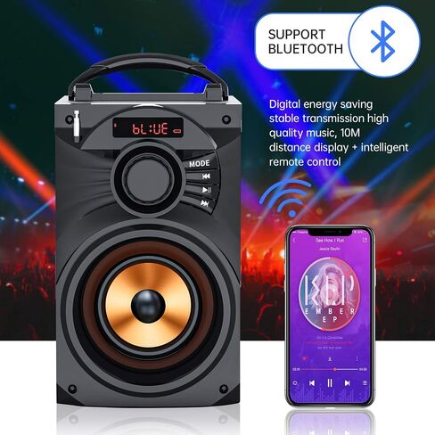 E I F E R Portable Bluetooth Party Speaker with Subwoofer, Bluetooth Speakers Heavy Bass, Wireless, FM Radio, Remote Control, LCD Display - for Outdoor/Indoor, Home, Phone, PC in Saudi Arabia
