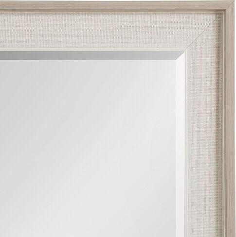 Kate and Laurel Kobert Transitional Rectangle Wall Mirror, 24 x 36, Tan, Framed Rectangular Statement Vanity Mirror with Fine Linen Texture and Beveled Edge in Saudi Arabia